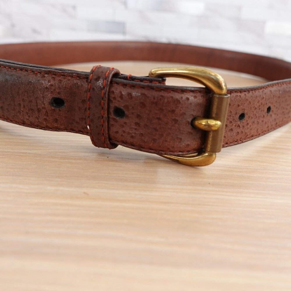 VINTAGE Christopher Hayes Belt Womens Small Brown Leather Genuine Solid Brass‎